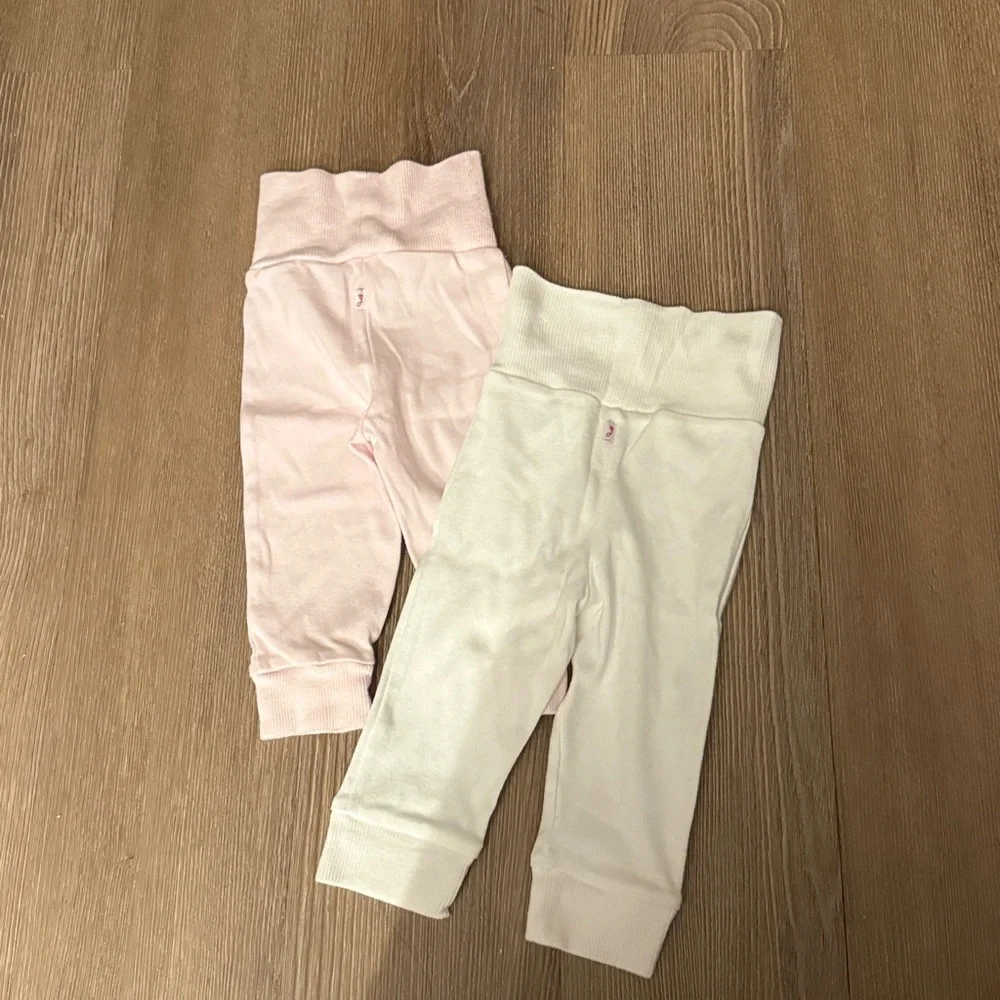 Jacadi high rise cotton leggings bundle in pink and white - size 6 months